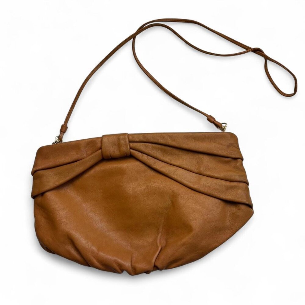 Vintage Cadaz Leather Shoulder Bag Made in Korea | Brown Crossbody Purse Bow